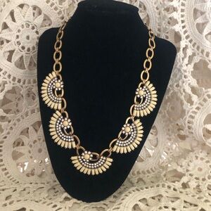 Vintage J Crew Elegant Gold and Cream Statement Necklace